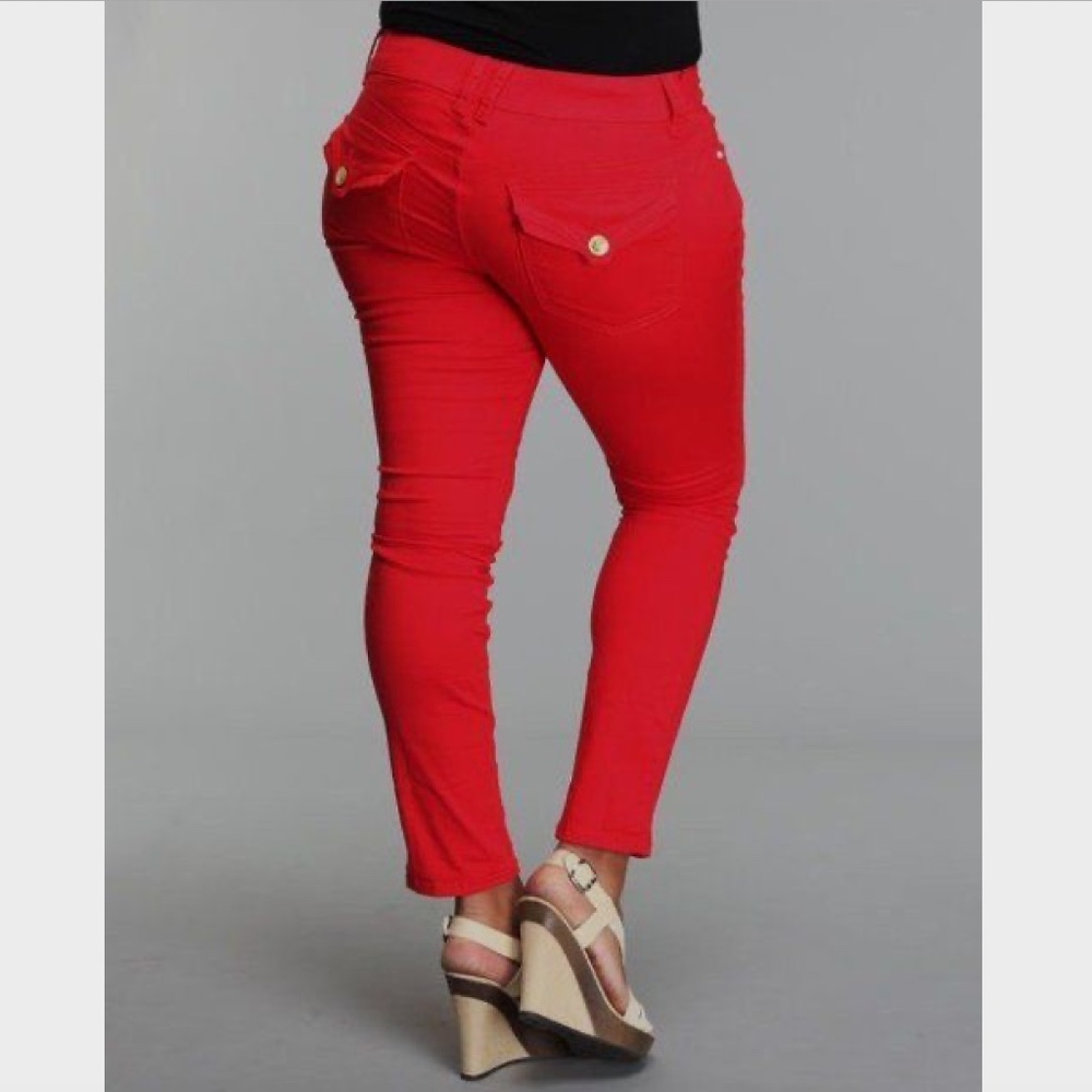 NWT Baby Phat rhinestone cat Crop Pants RED 18 PLUS SIZE